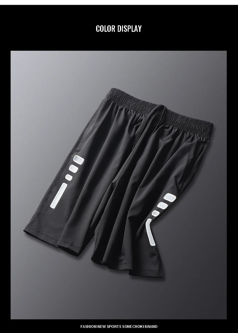 SONECHOKI Running Shorts Men Striped Printing Loose Basketball Sport Gym Breathable Shorts Fitness Training Workout Bottom Male - Tasawoq