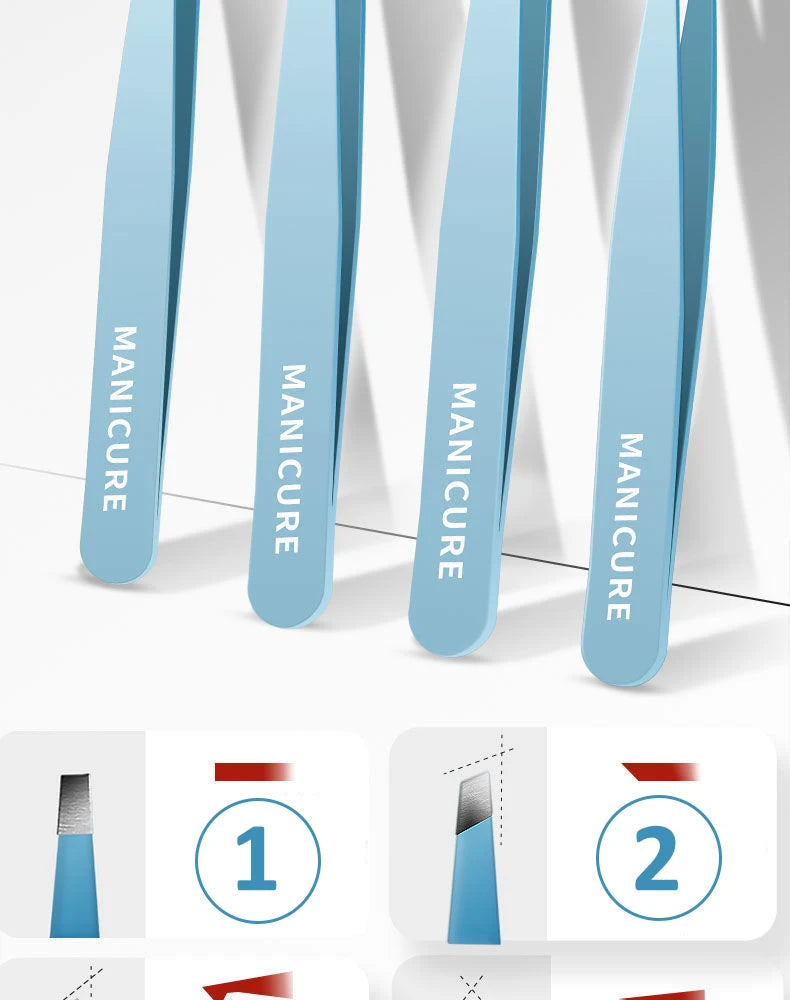 Colorful Eyebrow Tweezer Hair Beauty Fine Hairs Puller Stainless Steel Slanted Eye Brow Clips Removal Makeup Tools - Tasawoq