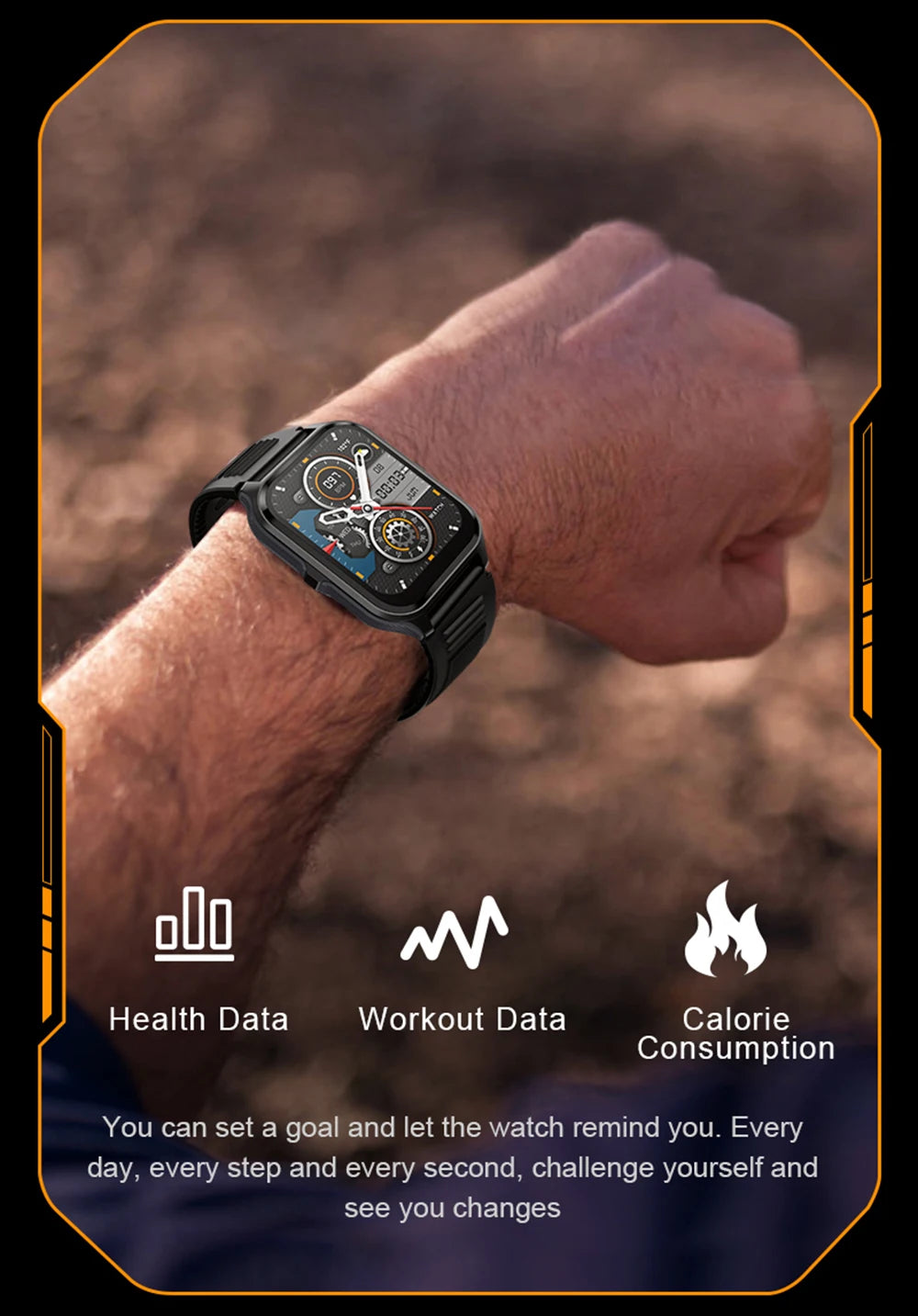 COLMI P73 1.9" Outdoor Military Smart Watch Men Bluetooth Call Smartwatch For Xiaomi Android IOS, IP68 Waterproof Fitness Watch - Tasawoq