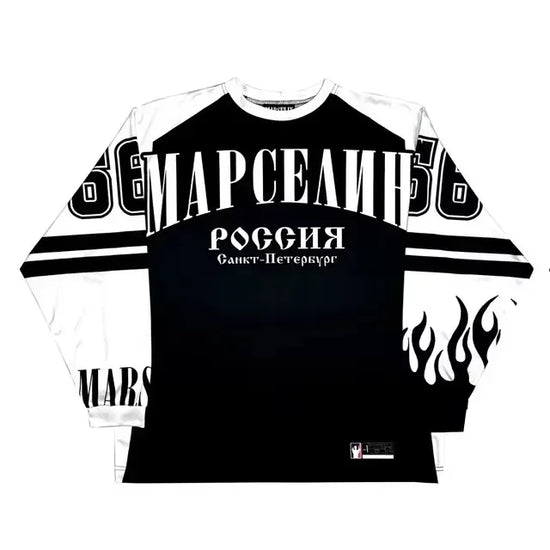 Y2k марселин Jersey Long Sleeves T-shirt Harajuku Vintage Streetwear Casual Baseball Jersey Casual Top Oversized Women Clothing - Tasawoq