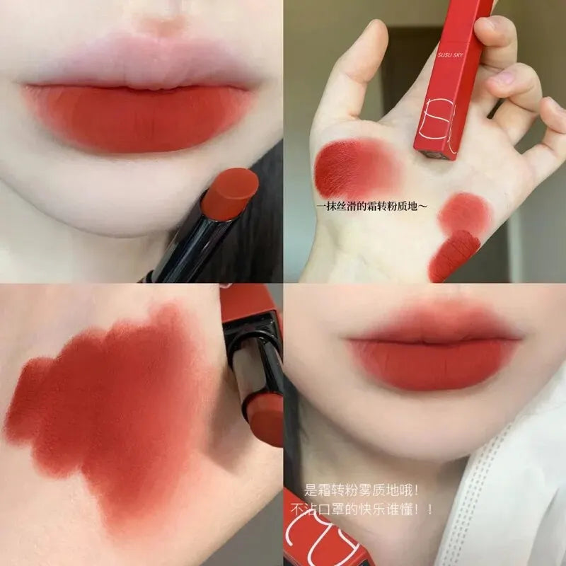 TX010Thin Tube Matte Lipstick, Waterproof and Sweatproof, Does Not Fade Or Remove Makeup, Can Be Used on Both Lips and Cheeks - Tasawoq