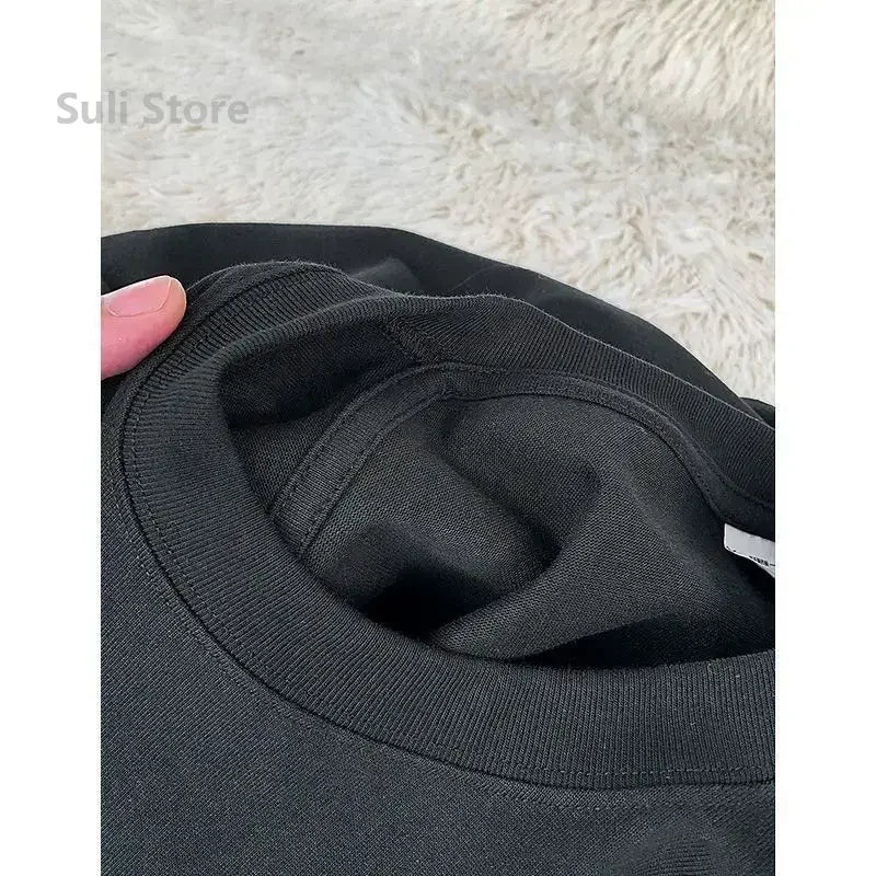 600g Heavy-duty Cotton Short Sleeved T-shirt for Men's Fashion Pure Cotton Thickened Short Sleeved Half Sleeved Tee - Tasawoq