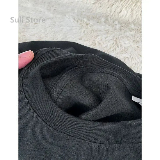 600g Heavy-duty Cotton Short Sleeved T-shirt for Men's Fashion Pure Cotton Thickened Short Sleeved Half Sleeved Tee - Tasawoq