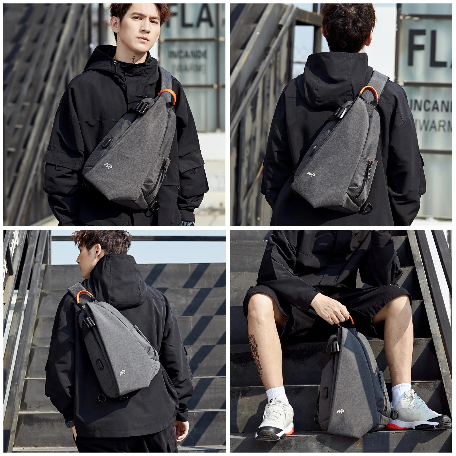 Anti-Theft Crossbody Sling Bag for Men Women,Small Backpack One Shoulder Bag, Chest Bag Sling Backpack for Hiking Biking Travel - Tasawoq