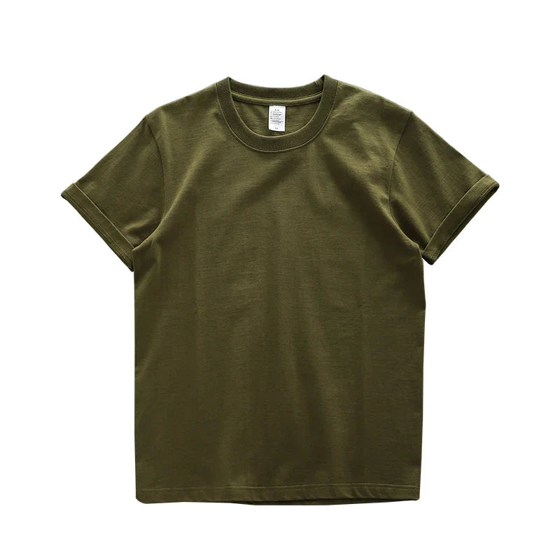 Dukeen 280gsm Oversized Heavy T-Shirt for Men Summer Short Sleeve Tee Cotton Solid Color Top Casual T Shirts One Piece - Tasawoq