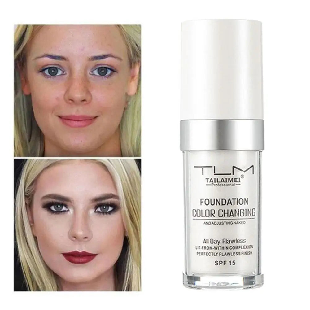 Colour Changing Liquid Foundation Hides Wrinkles & Lines, BB Cream Makeup Base Concealer Moisturizing Primer All Skin Tone SPF15 - Tasawoq