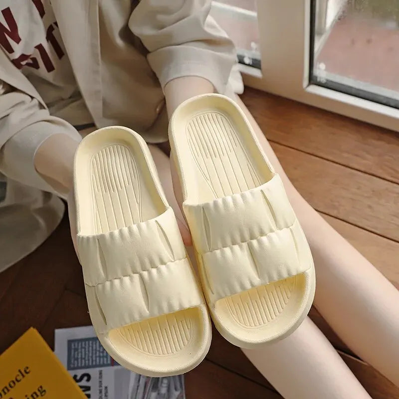 Soft Bottom Slippers for Women Home Bathroom Home Bath Non-slip Couple Summer Sandals for Men Summer Wear Comfortable - Tasawoq