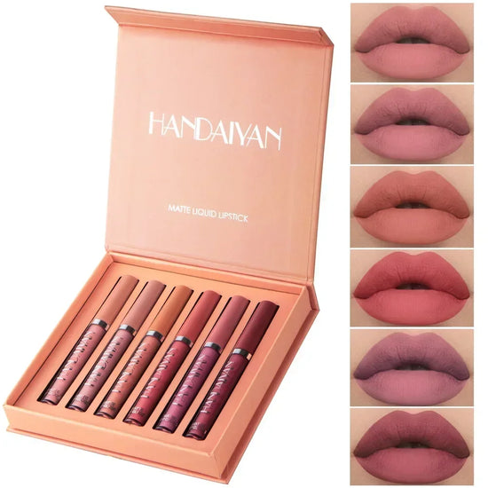 10/6 PCS Lipstick Set Matte Nude Liquid Lip Stain Makeup for women Non stick Cup Lip Gloss Waterproof Long lasting Cosmetics - Tasawoq