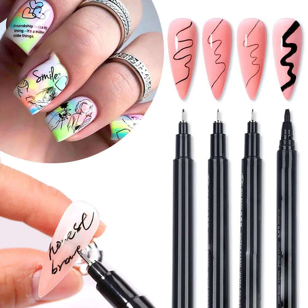 Nail Art Paintbrush With Ultra-fine Drawing Lines Edges Quick Drying Waterproof Acrylic Marker Pen Graffiti Pen - Tasawoq