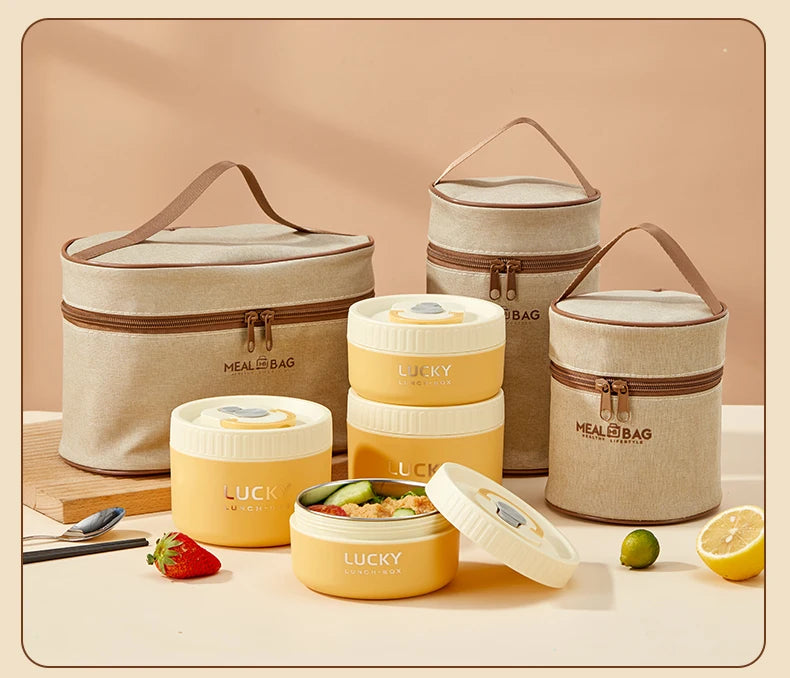 WORTHBUY Portable Sealed Thermal Lunch Box For Kids Stackable Microwave 304 Stainless Steel Bento Box Insulated Food Container