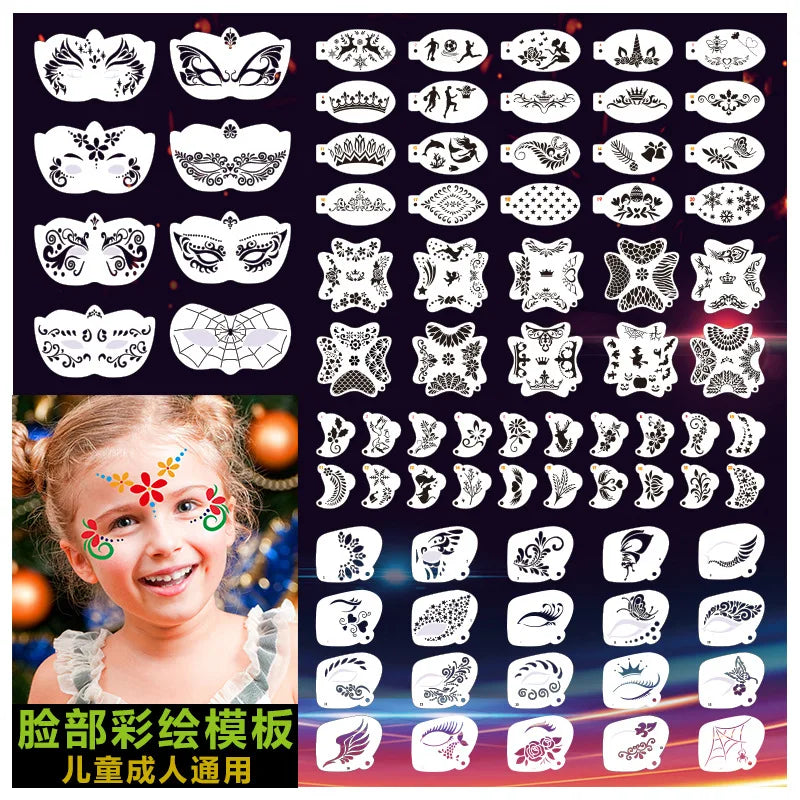 Face Paint Stencils Professional Body Art Paint Stencils Reusable For Adults Kids Easily Use Templates For Parties Makeup Tools - Tasawoq