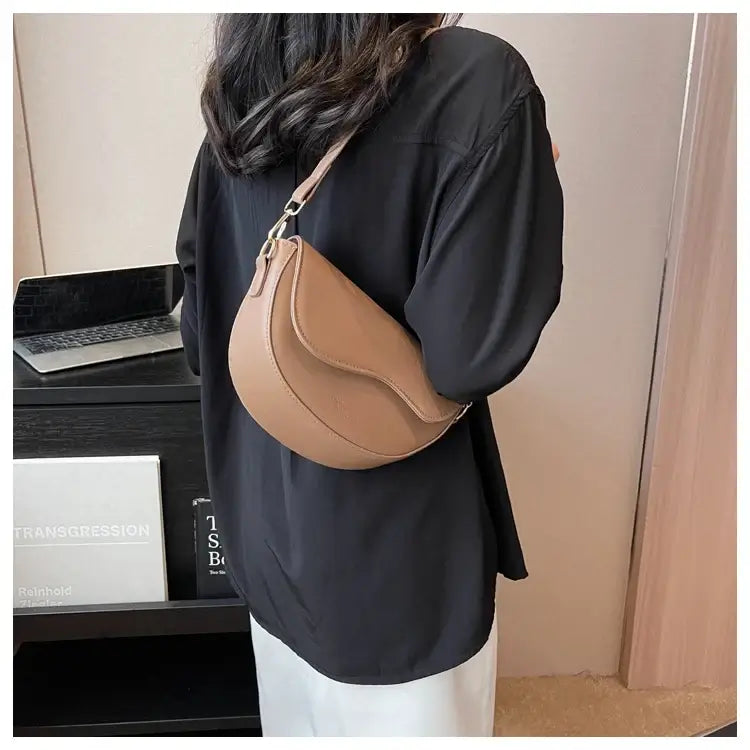 Small Leather Saddle Armpit Bags for Women Summer Chain Shoulder Crossbody Bag Ladies Vintage Underarm Handbags Woman bolsa - Tasawoq