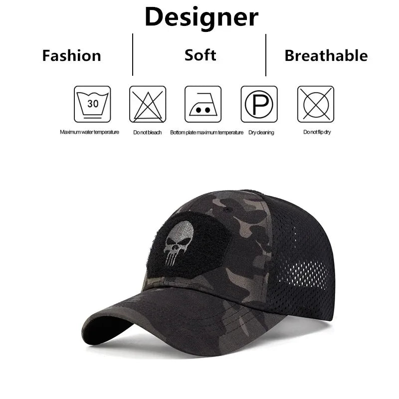 2025 NEW Skull Embroidered Top with Patch Breathable Baseball Caps Spring and Autumn Outdoor Adjustable Casual Hat Sunscreen Hat - Tasawoq