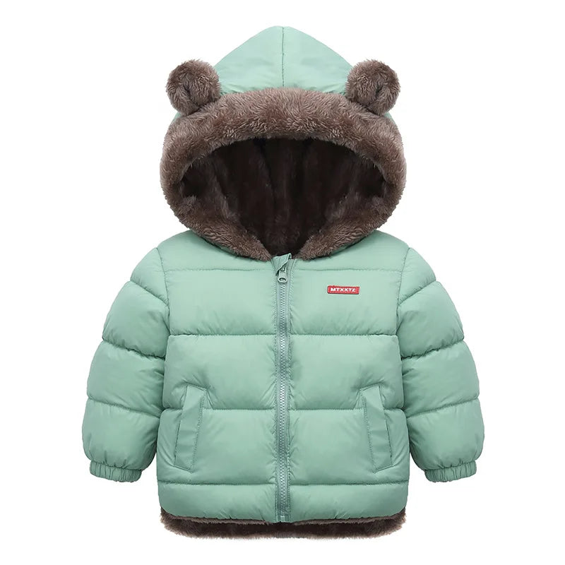 Baby Boys Girls Jacket Hooded Cotton Outerwear Children's Thick Fleece Coat Cashmere Padded Jackets Winter Boys Girls Warm Coats - Tasawoq