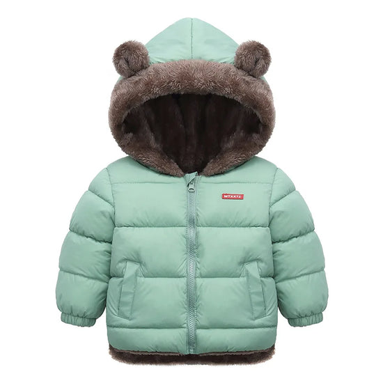 Baby Boys Girls Jacket Hooded Cotton Outerwear Children's Thick Fleece Coat Cashmere Padded Jackets Winter Boys Girls Warm Coats - Tasawoq