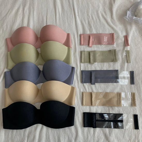 FINETOO Front Closure Sexy Push Up Bra Women Invisible Bras Underwear Lingerie For Female Brassiere Strapless Seamless Bralette - Tasawoq