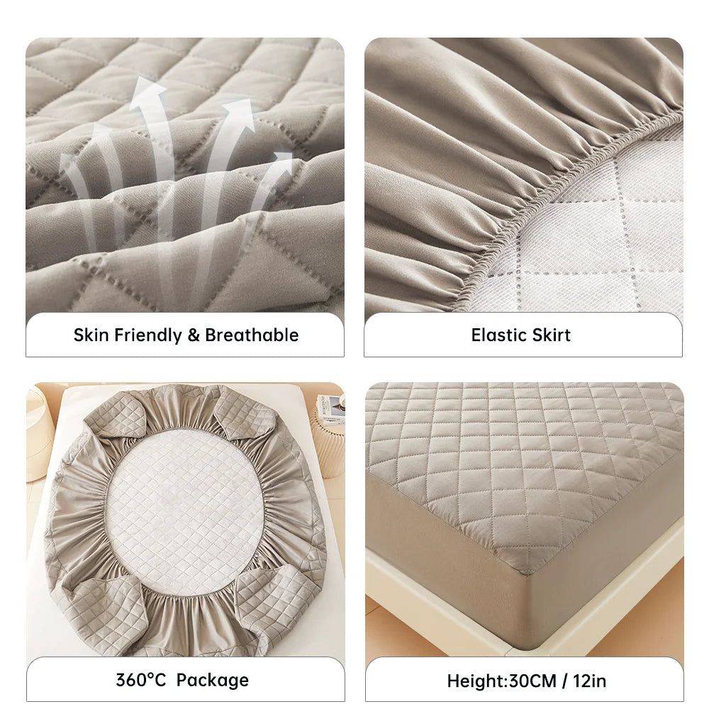 1pc 3D Air Fabric Thick Mattress Cover, 100% Waterproof Mattress Protector, Soft and Breathable Fitted Bed Sheet (No Pillowcase) - Tasawoq