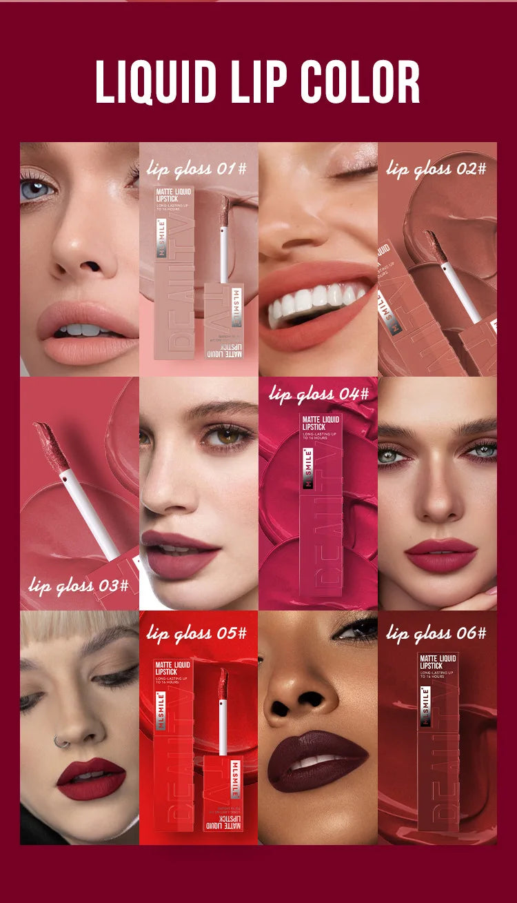 Matte Ink Liquid Lipstick Long Lasting Velvet Nude Lip Gloss Non-stick Cup Waterproof Lips Tint Waterproof Make Up - Tasawoq