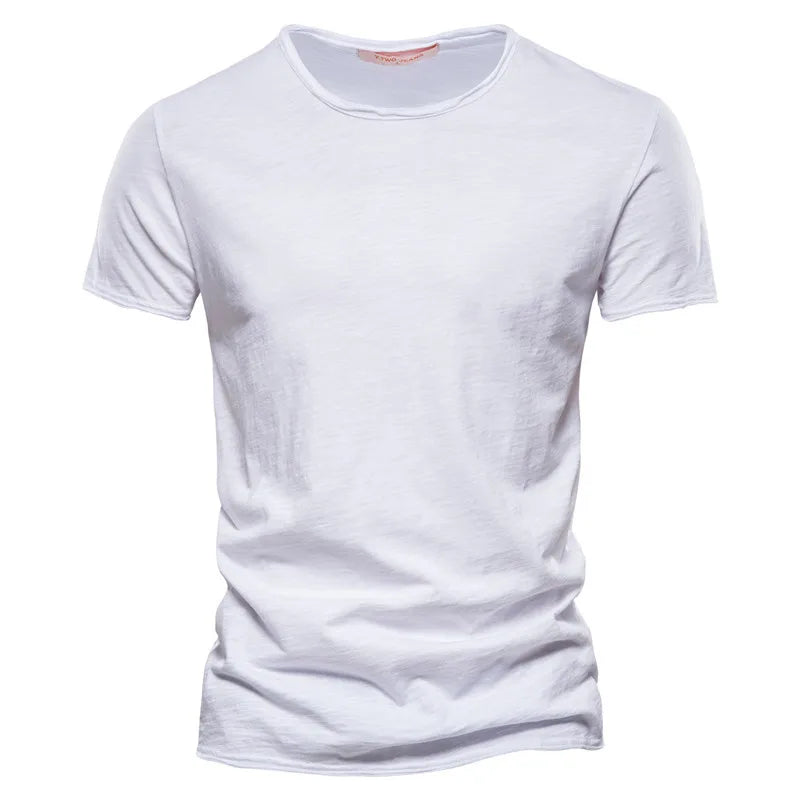 AIOPESON 100% Cotton Men T-shirt V-neck Fashion Design Slim Fit Soild T-shirts Male Tops Tees Short Sleeve T Shirt For Men - Tasawoq