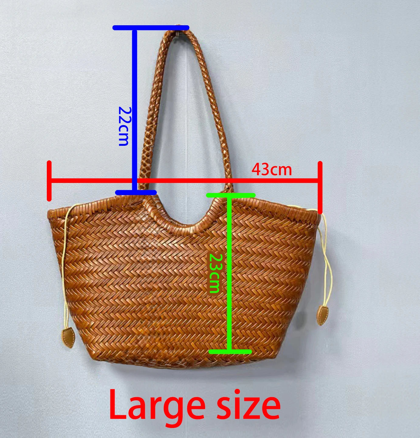 Handbags Women's Genuine Leather Shoulder Bag Weaving Casual Shopping Bag Vintage Big Tote Purse Cowhide Cross Hand Bags Lady - Tasawoq