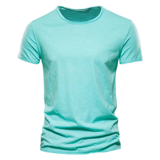 AIOPESON 100% Cotton Men T-shirt V-neck Fashion Design Slim Fit Soild T-shirts Male Tops Tees Short Sleeve T Shirt For Men - Tasawoq