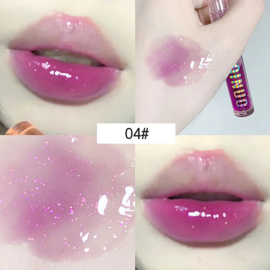 4 PCS Water-gloss Mirror Jelly Lip Gloss Moisturizes Lips Shimmers With Fine Pearls Brightens Lip Color - Tasawoq