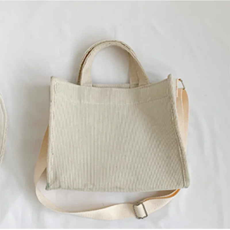 Women Handbag Simple Corduroy Portable Large Capacity HandBag Ins Fashion Trend Small Square Handbag Single Shoulder Bags - Tasawoq