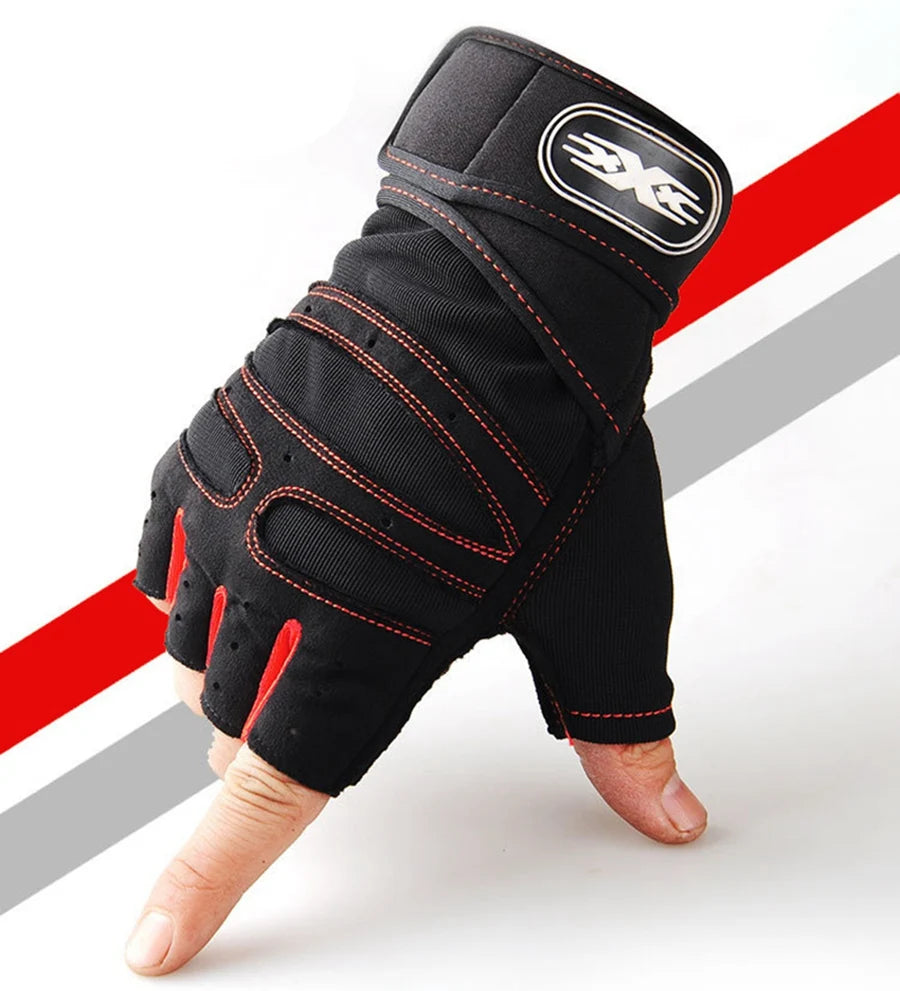 Workout Gloves for Men Women Half Finger Glove with Wrist Wrap for Sport Weight Lifting Training Bicycle Motorcyclist Gym Glove - Tasawoq