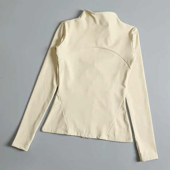 New yoga wear ladies coat round high elastic loose exercise yoga fitness long sleeve stand-up collar yoga tops - Tasawoq