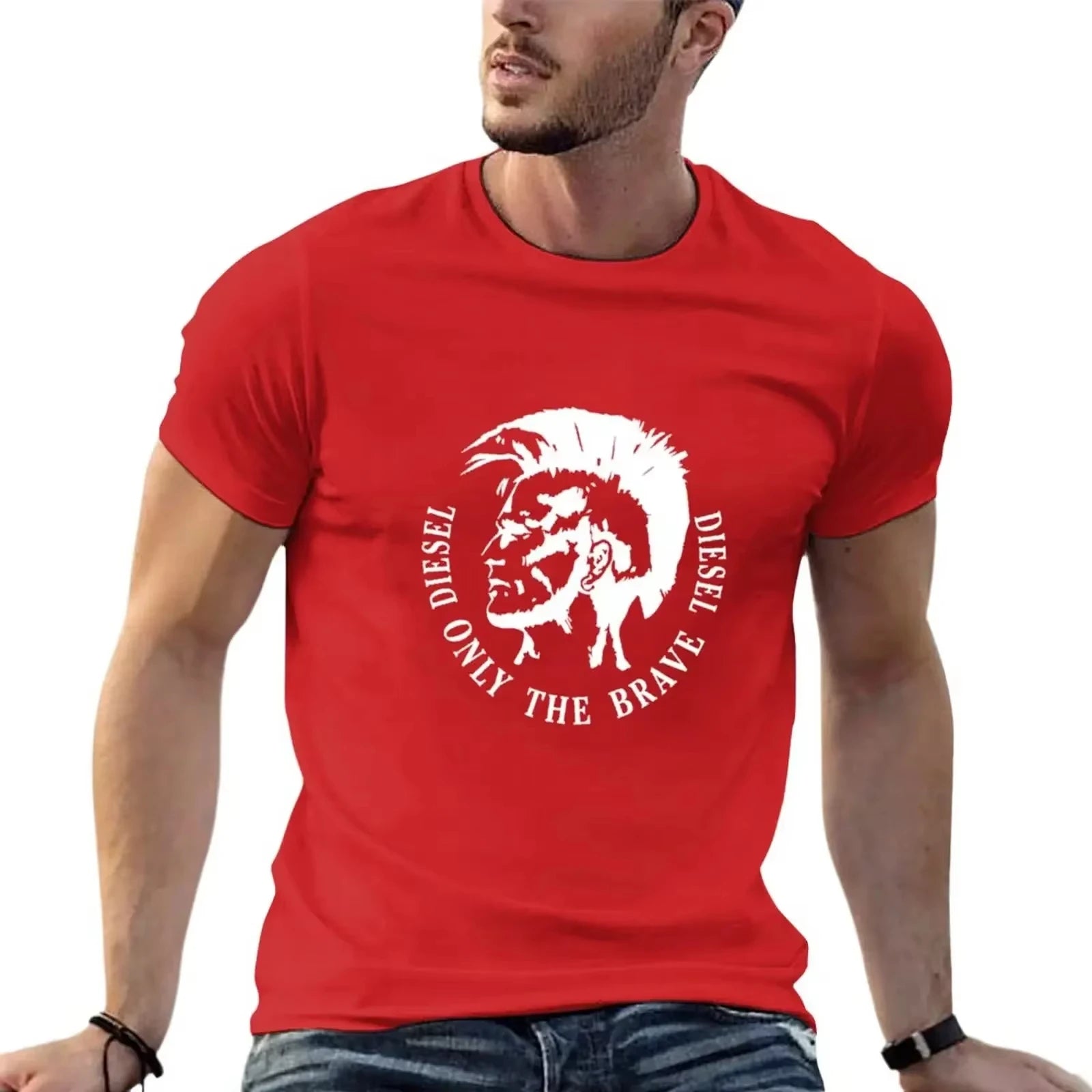 2025 New Men's Cotton T-shirt Comfortable Round Neck Print Large Size Top Unisex Clothing Harajuku Retro Casual Street Wear