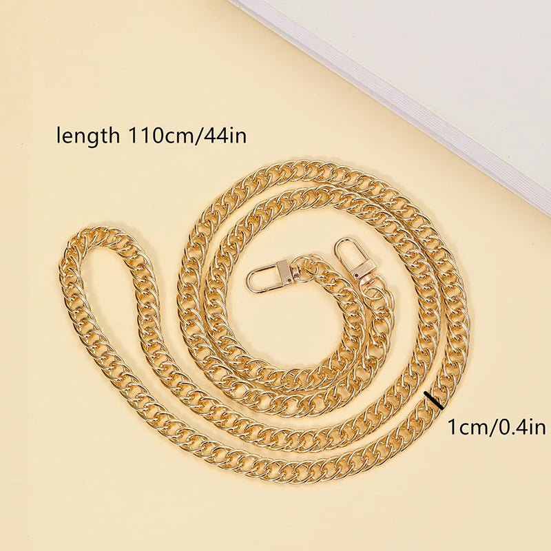 110cm Women Bag Aluminum Chain Color Retaining Gold Diy Simple Chain Metal Wrap Chain Underarm Shoulder Strap Replacement Strap - Tasawoq