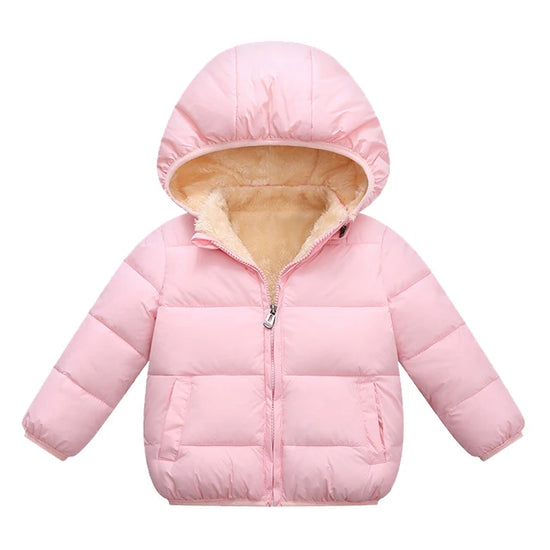 Baby Children Coats Winter Thick Jackets For Boys Warm Plush Thicken Outerwear For Girls Fur Hooded Jacket Kids Clothes Snowsuit - Tasawoq