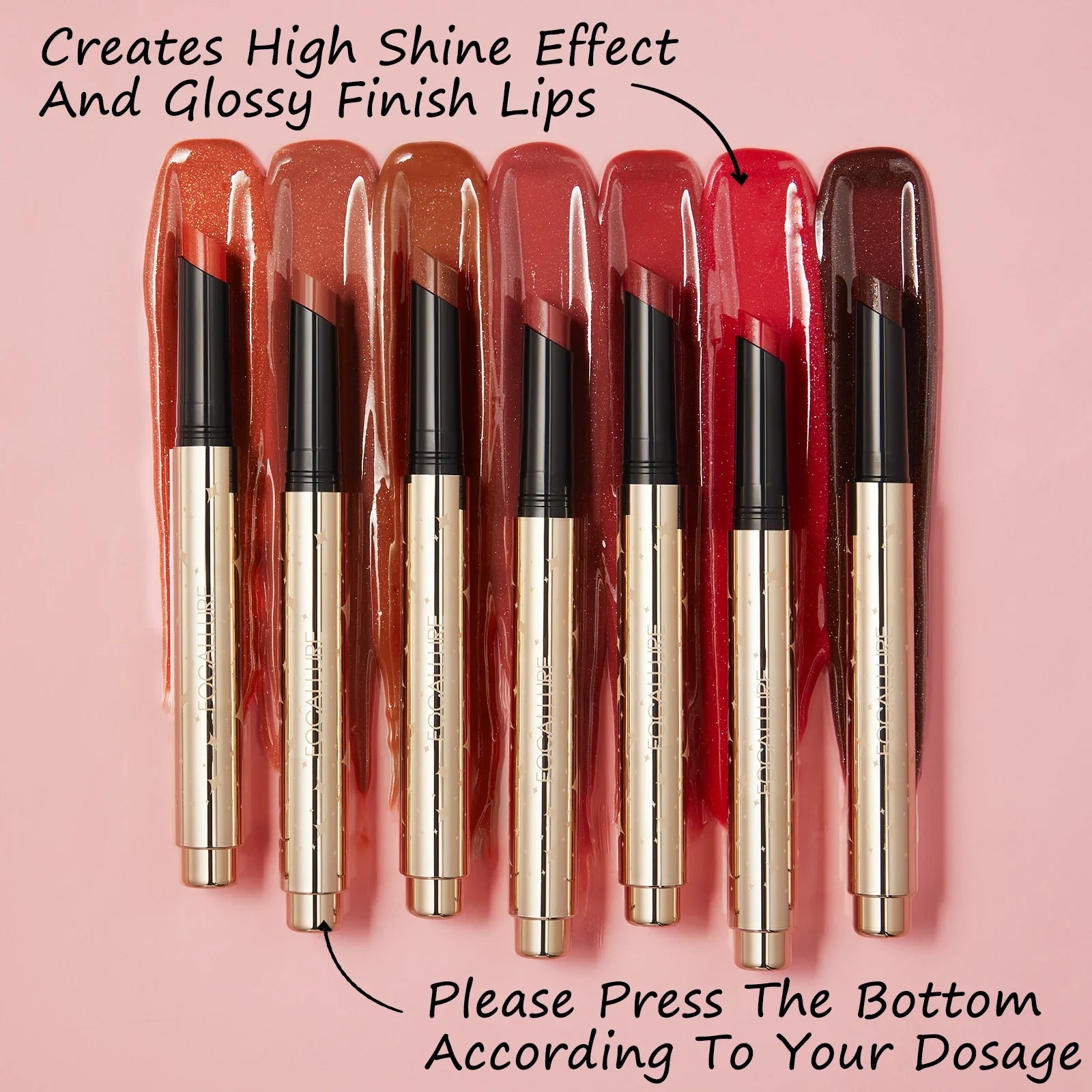 FOCALLURE Pearlescent Lip Glosses Stick Moisturizing Long Lasting Sexy Sparkling Lip Balms Shimmer Lipstick Pen Makeup Cosmetics - Tasawoq