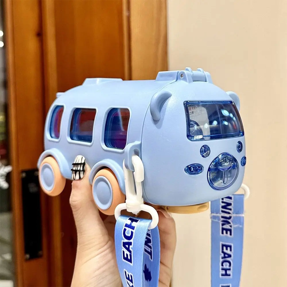 Cartoon Bus Straw Cup Cute Large Capacity Outdoors Car Water Cup Children Drinkware Bounce Straw Kettle