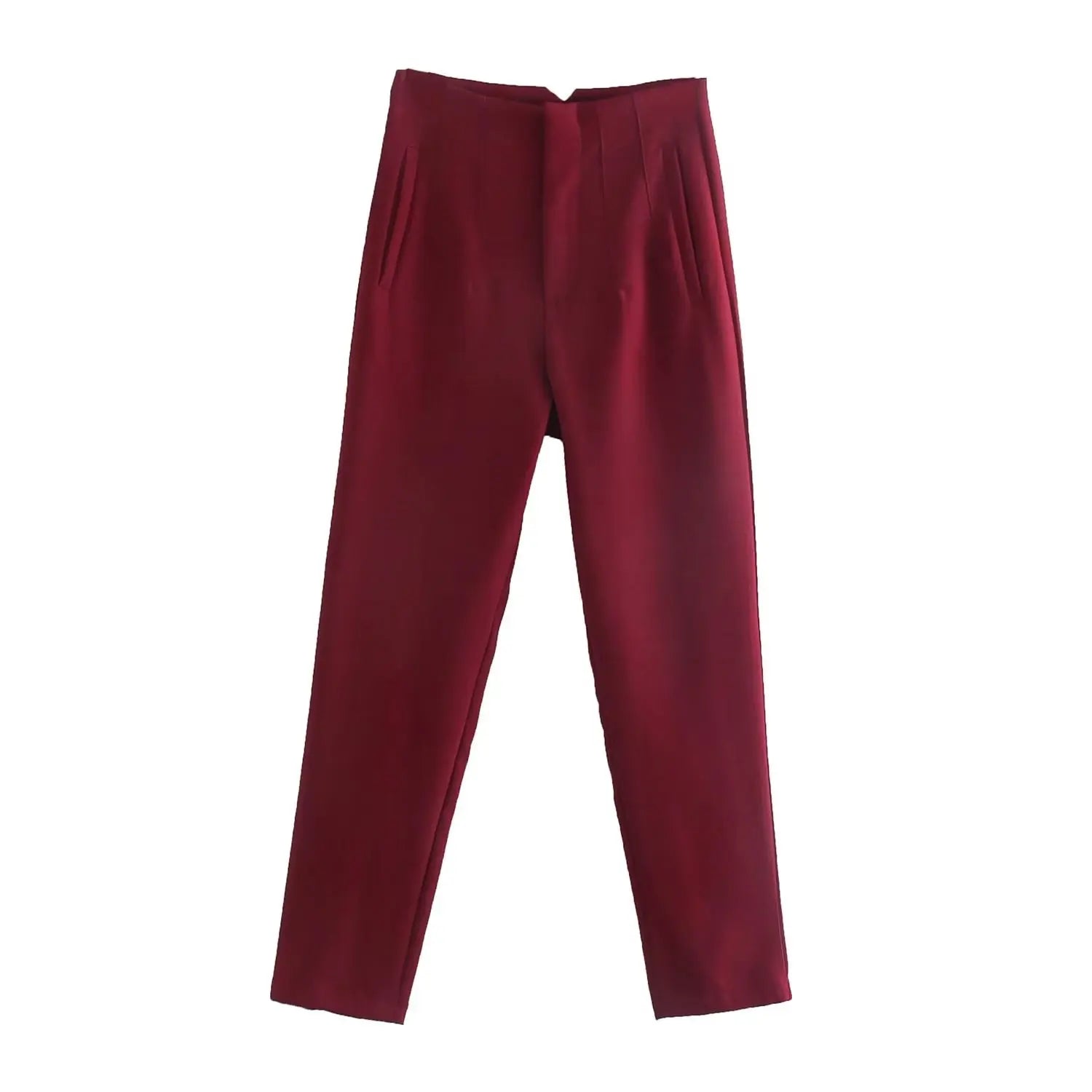 Willshela Women Fashion Straight Pants High Waist Front Zipper Trousers Vintage Full Length Female Chic Lady - Tasawoq