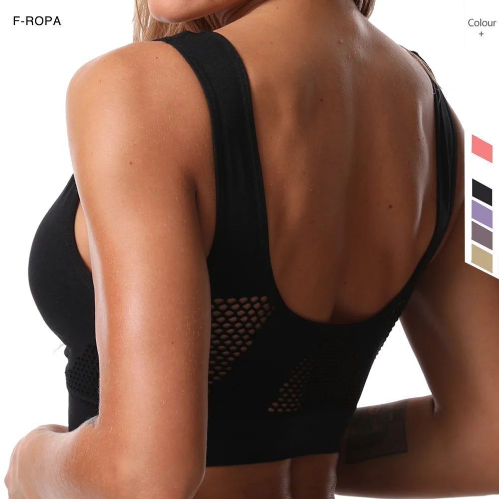 Seamless Mesh Women Sports Bras Fitness Gym Running Underwear Shockproof Bra Wireless 6XL Plus Size Crop Top Breathable Yoga Bra - Tasawoq