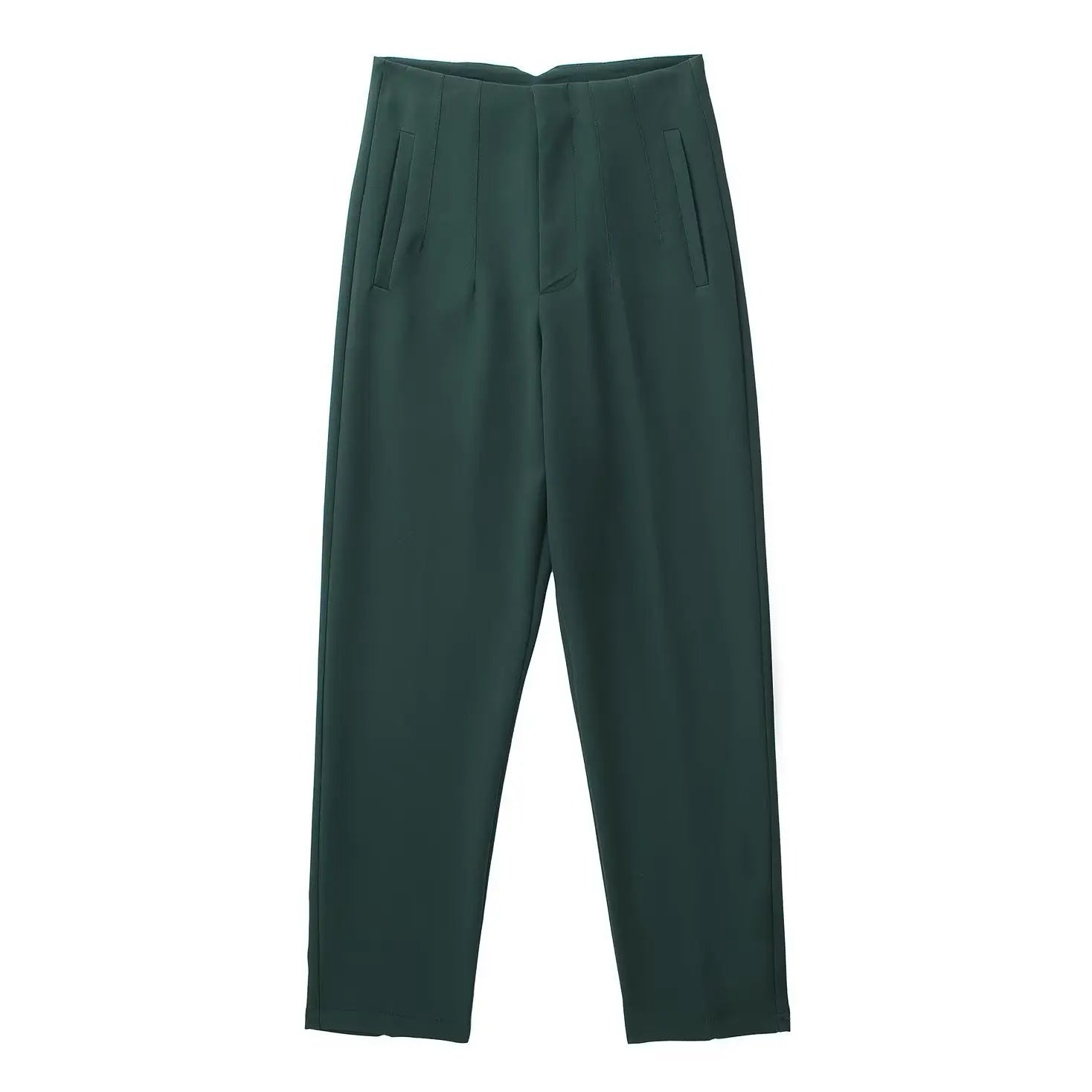 Willshela Women Fashion Straight Pants High Waist Front Zipper Trousers Vintage Full Length Female Chic Lady - Tasawoq