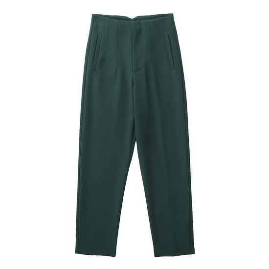 Willshela Women Fashion Straight Pants High Waist Front Zipper Trousers Vintage Full Length Female Chic Lady - Tasawoq