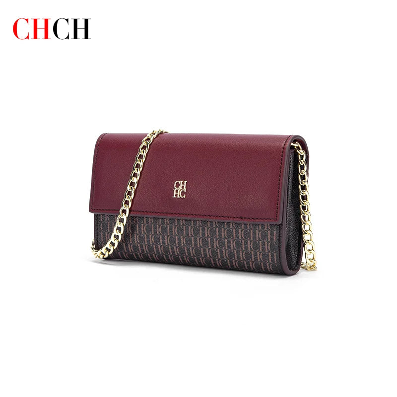 CHCH Women's Shoulder Bag New Magnetic Flip Chain Bag Brown Small Square Bag Wallet - Tasawoq