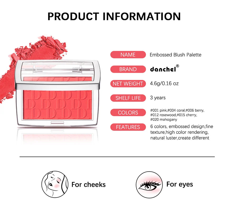 Blush Matte Natural Cheek Tint Brighten Face Waterproof Face Contouring Cosmetics Blush Powder Soft Female Makeup For Cheeks - Tasawoq