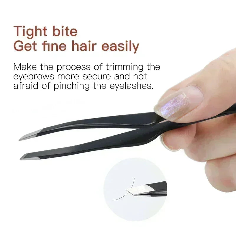 Hair Removal Tweezers Stainless Steel Eyebrow Tweezers Slant Tip Point Tip Flat Tip Rose Gold Silver Black Cosmetic Makeup Tools - Tasawoq