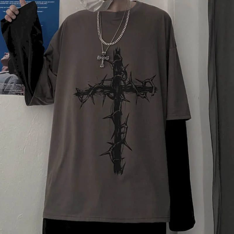 Men T Shirts autumn men Clothes anime casual Long Sleeved Oversized Y2K T-Shirt Harajuku Streetwear Academia Hip Hop tee tops - Tasawoq