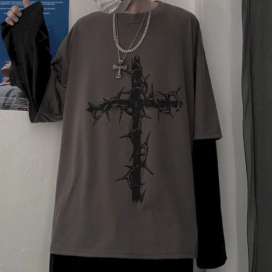 Men T Shirts autumn men Clothes anime casual Long Sleeved Oversized Y2K T-Shirt Harajuku Streetwear Academia Hip Hop tee tops - Tasawoq