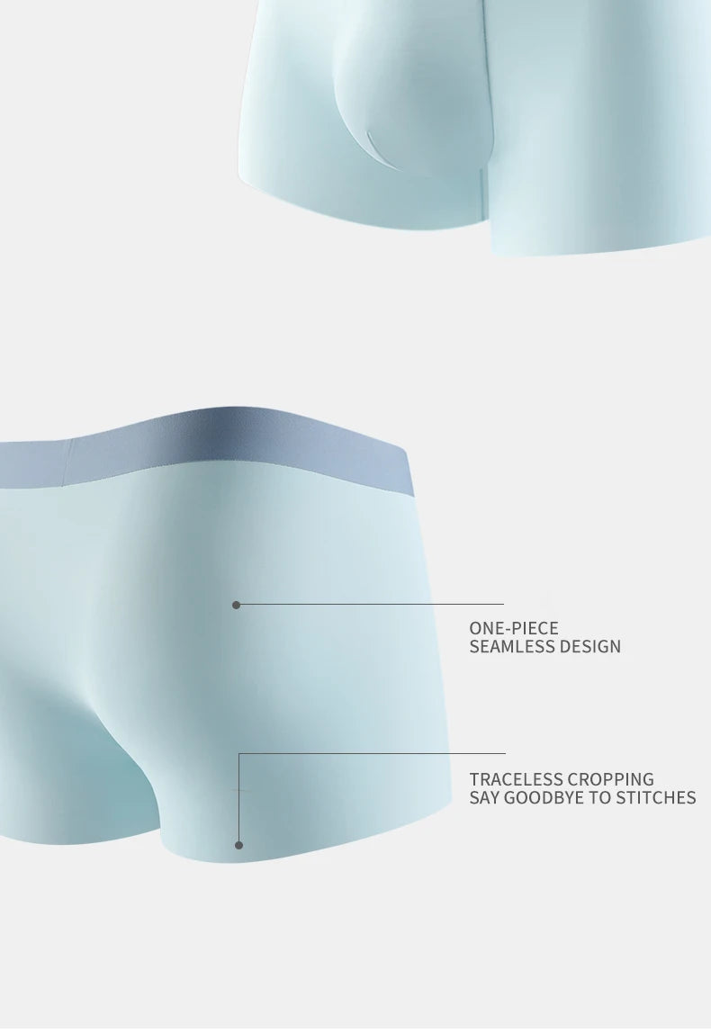 MIIOW 3Pcs Ice Silk Man Underwear Boxer Metal Fiber Antistatic Men Underpants Seamless Cut Hem Men's Panties Boxers Shorts Trunk - Tasawoq