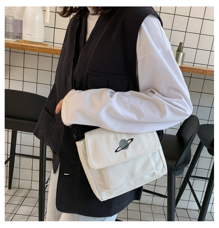 Casual Collage Student Messenger Bag Women Small Bag Canvas Shoulder Bag For Women Print Crossbody Bags Bolsas Sac - Tasawoq