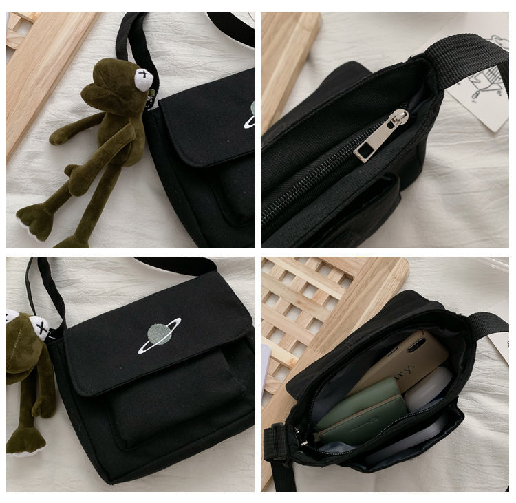 Casual Collage Student Messenger Bag Women Small Bag Canvas Shoulder Bag For Women Print Crossbody Bags Bolsas Sac - Tasawoq