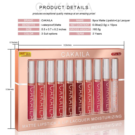 10/6 PCS Lipstick Set Matte Nude Liquid Lip Stain Makeup for women Non stick Cup Lip Gloss Waterproof Long lasting Cosmetics - Tasawoq