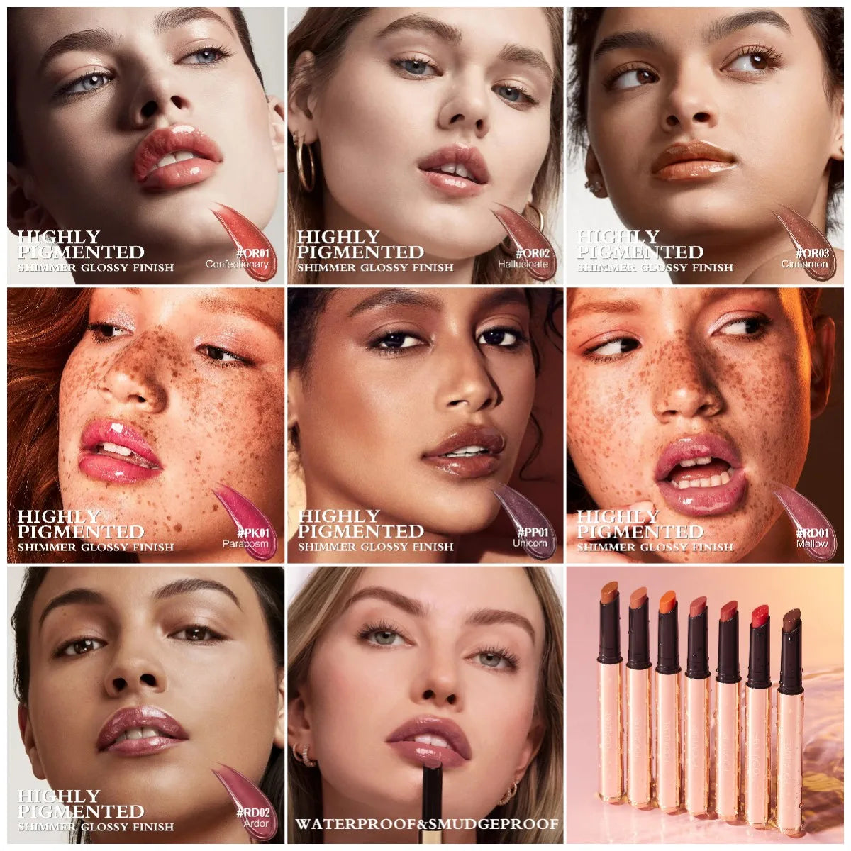 FOCALLURE Pearlescent Lip Glosses Stick Moisturizing Long Lasting Sexy Sparkling Lip Balms Shimmer Lipstick Pen Makeup Cosmetics - Tasawoq