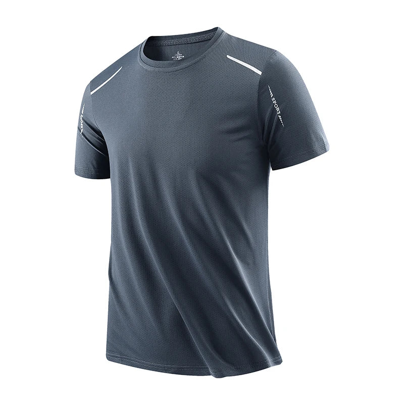 CHRLCK Men's Running Quick Drying T-shirts Breathable Hiking Fishing Tees Soft Elasticity Outdoor Sports Short Shirt Summer - Tasawoq