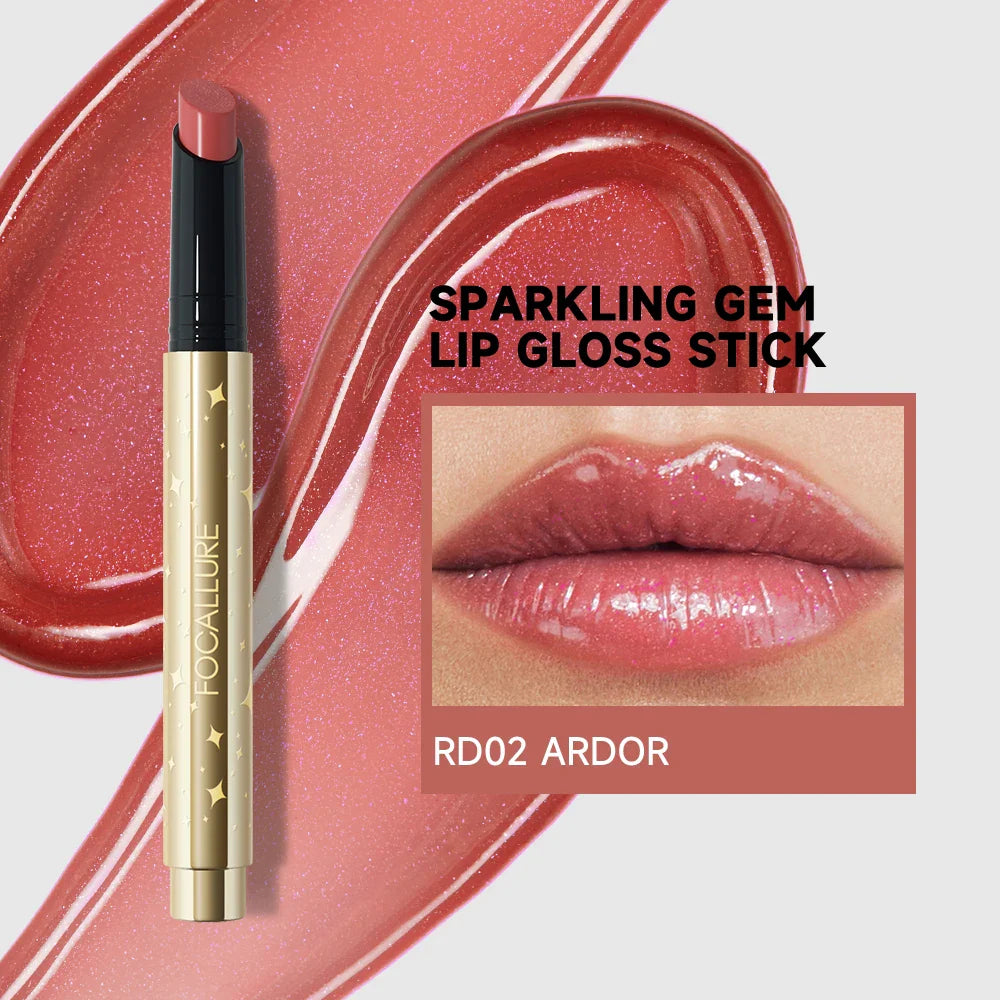 FOCALLURE Pearlescent Lip Glosses Stick Moisturizing Long Lasting Sexy Sparkling Lip Balms Shimmer Lipstick Pen Makeup Cosmetics - Tasawoq